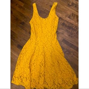 Lace A-Line Dress in Mustard